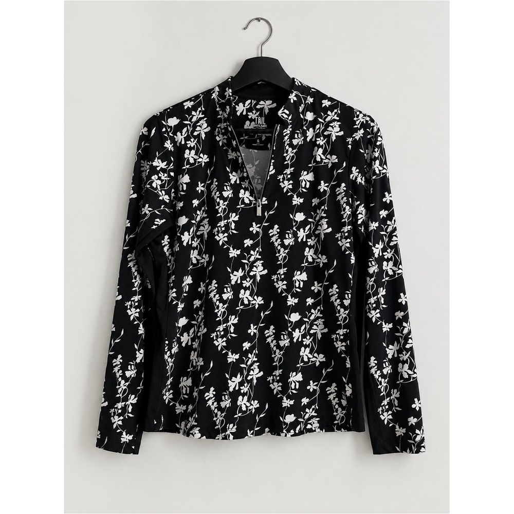 Tail Pullover Polyester Floral Quarter Zip Longsleeve Small Golf Top - Picture 3 of 13